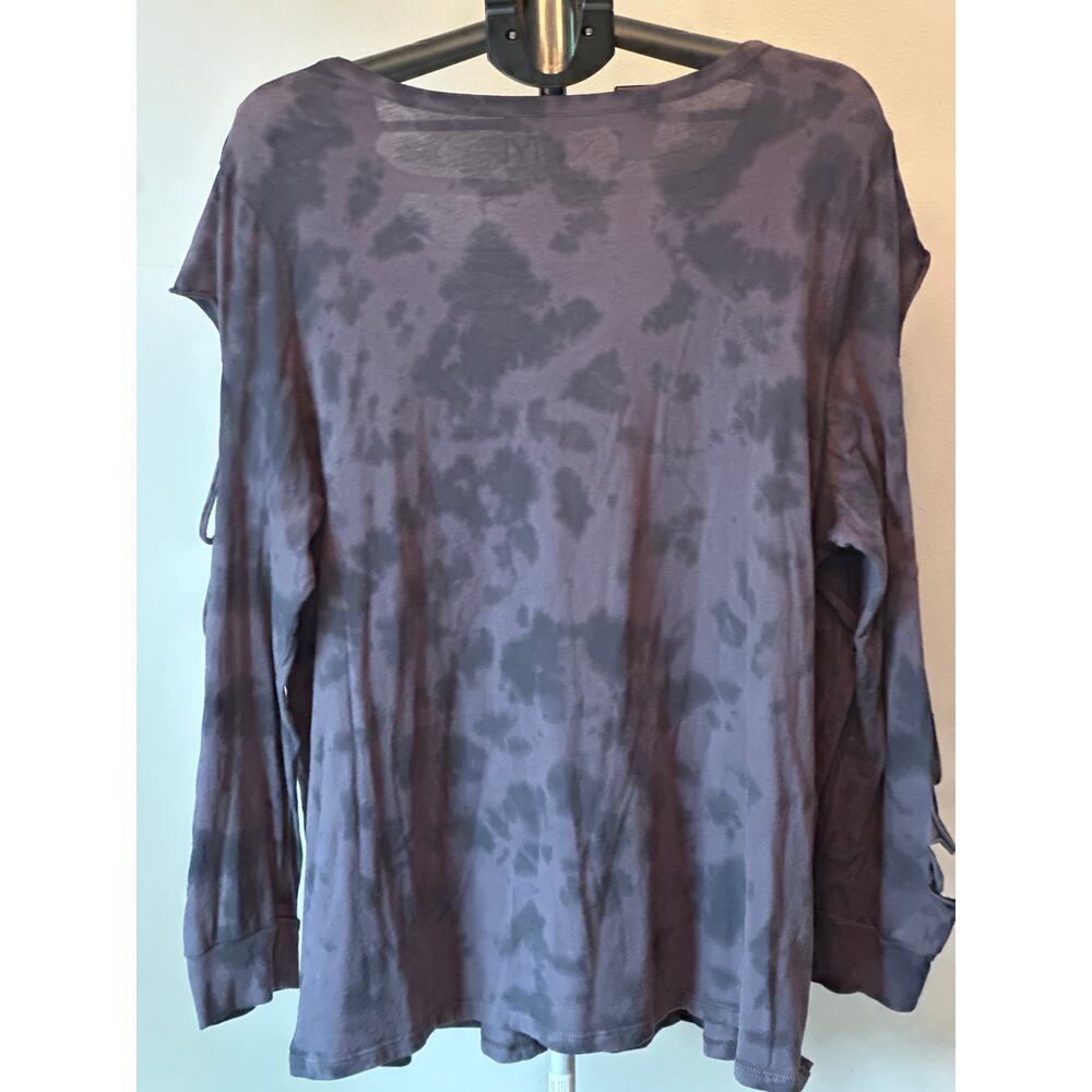 Torrid AC/DC Graphic Top Women 3X Black Tie Dye Cold Shoulder Grunge SoftAlt - Picture 2 of 6